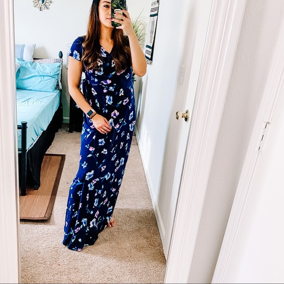 Kaileigh Floral Faux Wrap Maxi Dress 